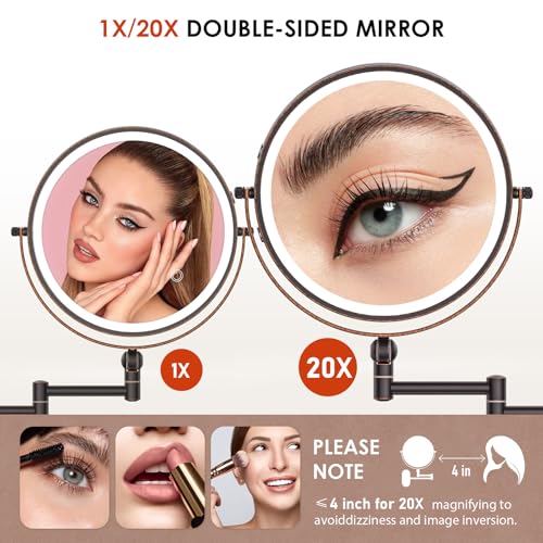 9" Wall Mounted Lighted Makeup Mirror