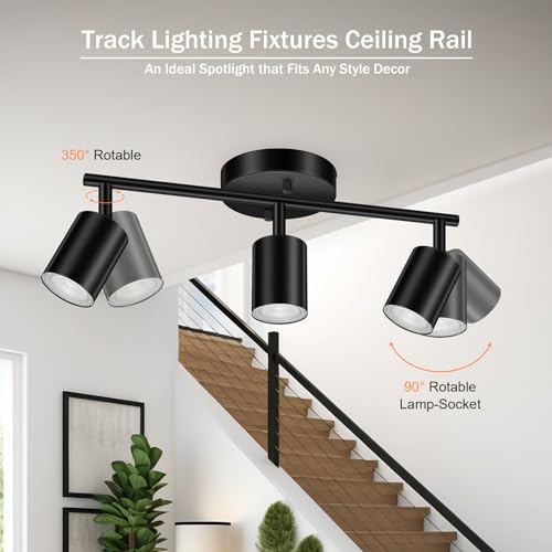 LED Track Lighting Fixtures Ceiling (Black / 13.35" 3 Light Track Light)