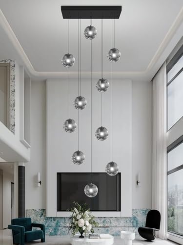 Rectangular Chandelier Smoke Gray Chandelier for Dining Room Large Chandeliers for High Ceiling 10 (Smoke Grey / Rectangle 10-Light)