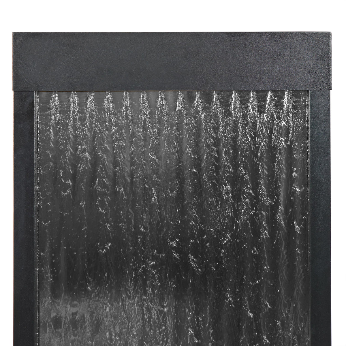 Mirror Waterfall Fountain with Stones & Lights (48 Inches - Silver)