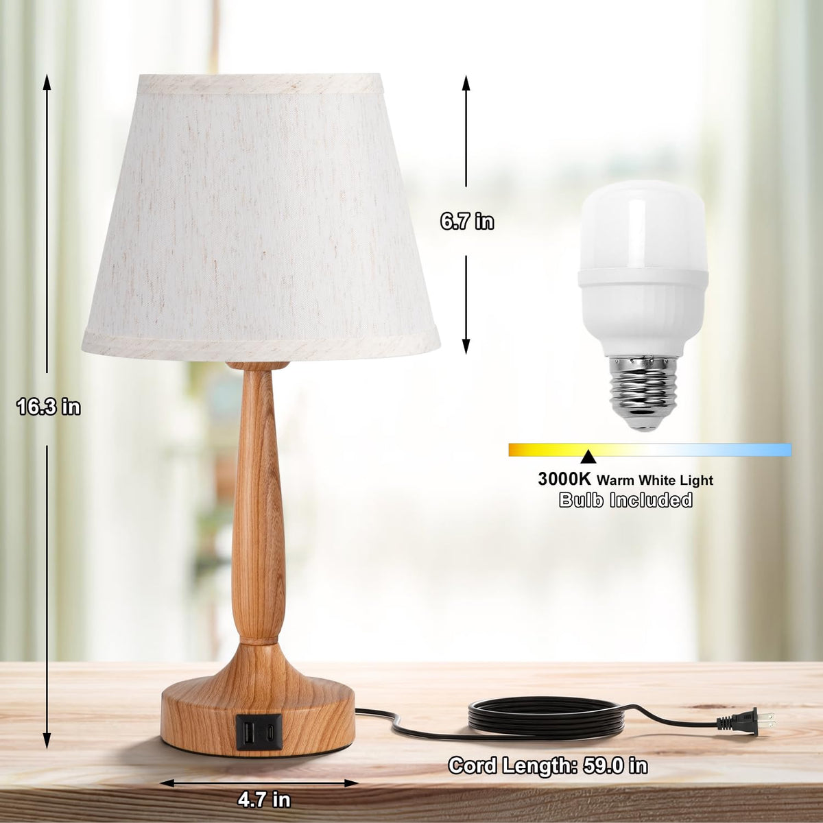 Wood Paint Touch Table Lamp for Bedroom (Wood Paint)