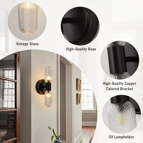 Brushed Brass Wall Sconces (Black / 1 Pack)