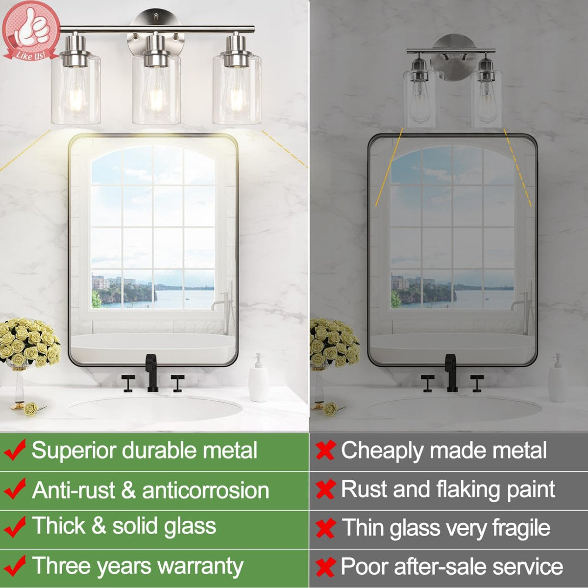 3 Light Bathroom Light Fixtures (Brushed Nickel / 3-light)