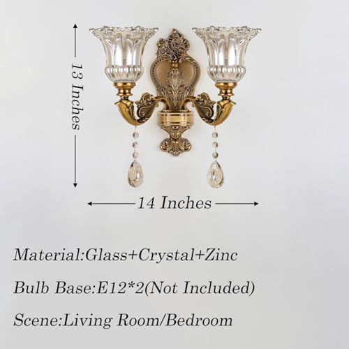 Vintage Crystal Sconces Set of 2 (2 Head / 2PC)