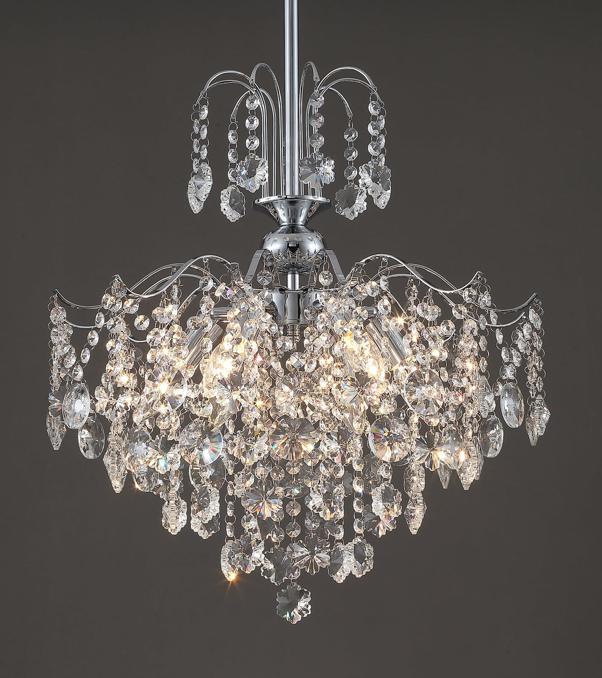 Modern Crystal Chandelier Chrome Pendant Light 6 Lights for Dining Room Kitchen Island Entryway Bathroom Hallway UL Listed (Chrome-6Light)