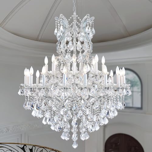 Large Crystal Chandeliers Light Fixture (24-Light/Sliver)
