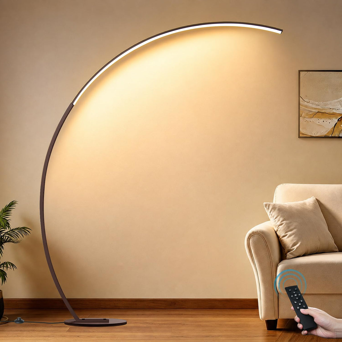 Dimmable LED Floor Lamp with 3 Color Temperatures (Brown–67"–300" Ultra-Wide Coverage)