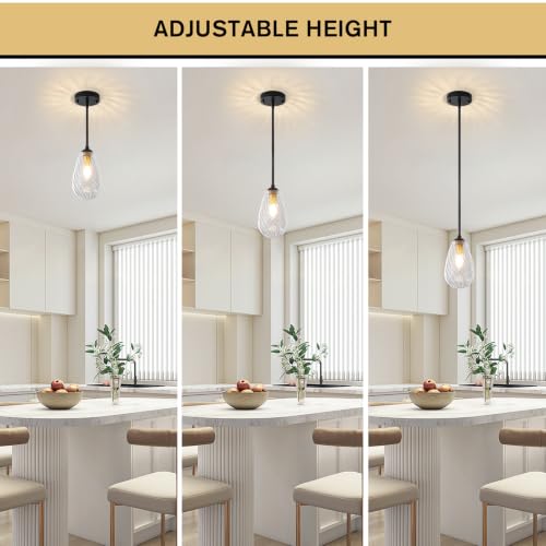 Black Gold Twisted Glass Pendant Lights Kitchen Island Modern (2-Pack Black Gold)