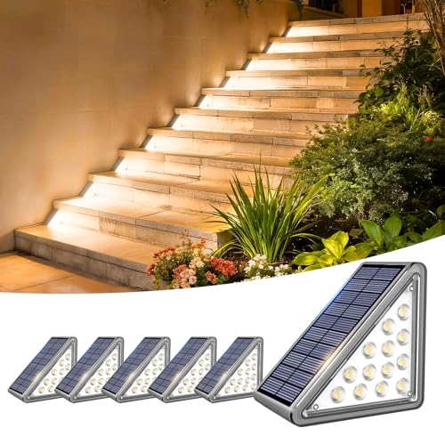 6 Pack Solar Step Lights Outdoor Waterproof (Gray)