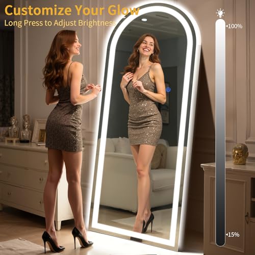 Arch Full Length Standing Mirror with LED Lights (Arched / 71"L x 32"W)