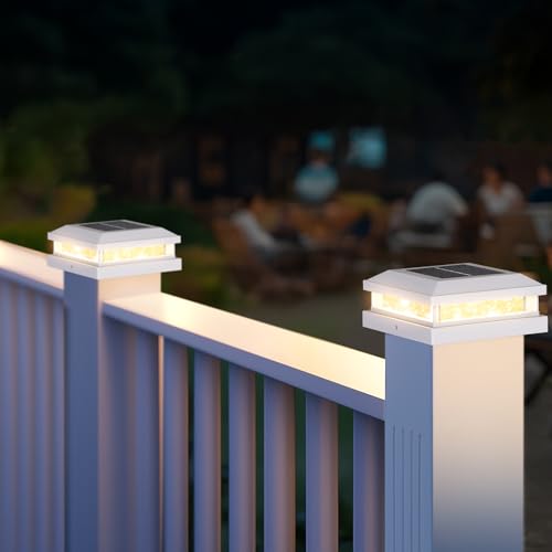 4x4 5x5 Solar Post Cap Lights Outdoor 4 (White / 4 Pack)
