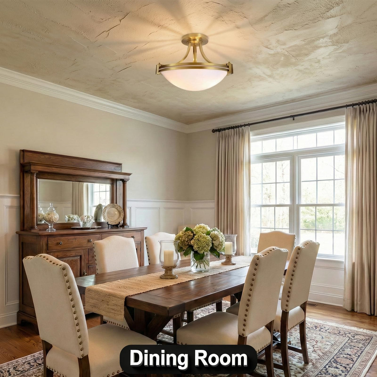 Semi Flush Mount Ceiling Light Fixture 12 inch Brushed Gold Light Fixture with Milk Glass for Bedroom Kitchen Bathroom Hallway Foyer Dinning Room Hall Entryway ETL Certified (12in Gold)
