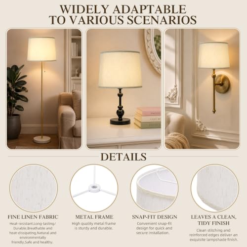 Drum Lamp Shades Set of 2 (Whit -Vertical Pattern)