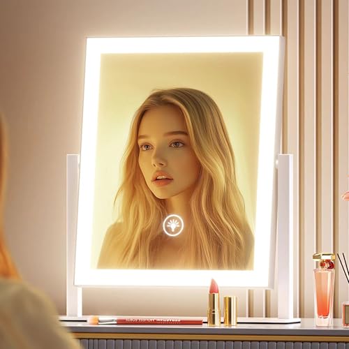 15.2 x 13 in Lighted Makeup Mirror (White 1 / 15.2"L x 13"W)
