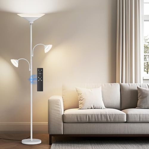 42W 3 Light Torchiere Floor Lamp (White)