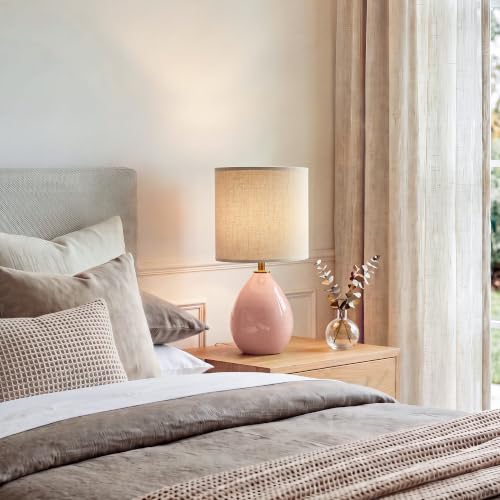 17.7" Ceramic Table Lamps Set of 2 for Living Room Bedroom (Pink)