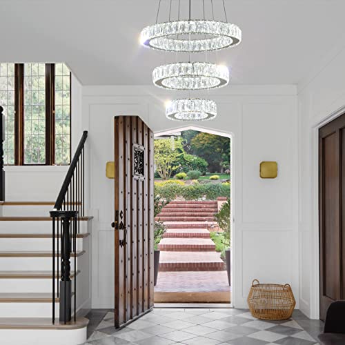 Gold 3 Ring Chandelier Led Pendant Light Hanging Led Chandelier Modern Chandelier for Dining Room Living Room Bedroom