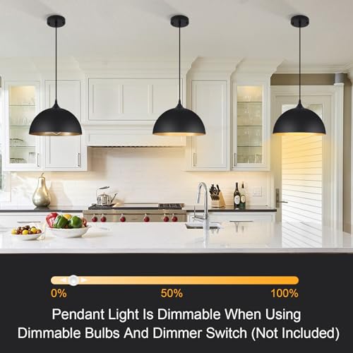 3 Pack Black Pendant Lights Kitchen Island (Black & Gold / 11.8 inch (3PCS))