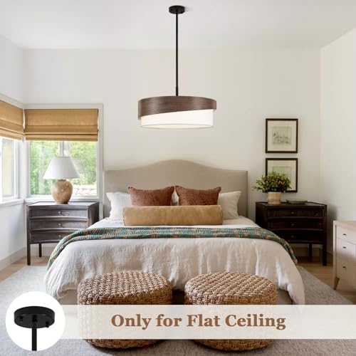 Modern Drum Chandeliers for Dining Room Light Fixture with White Fabric Shade Large Pendant Lighting for Kitchen Island Living Room Bedroom Foyer Over Table