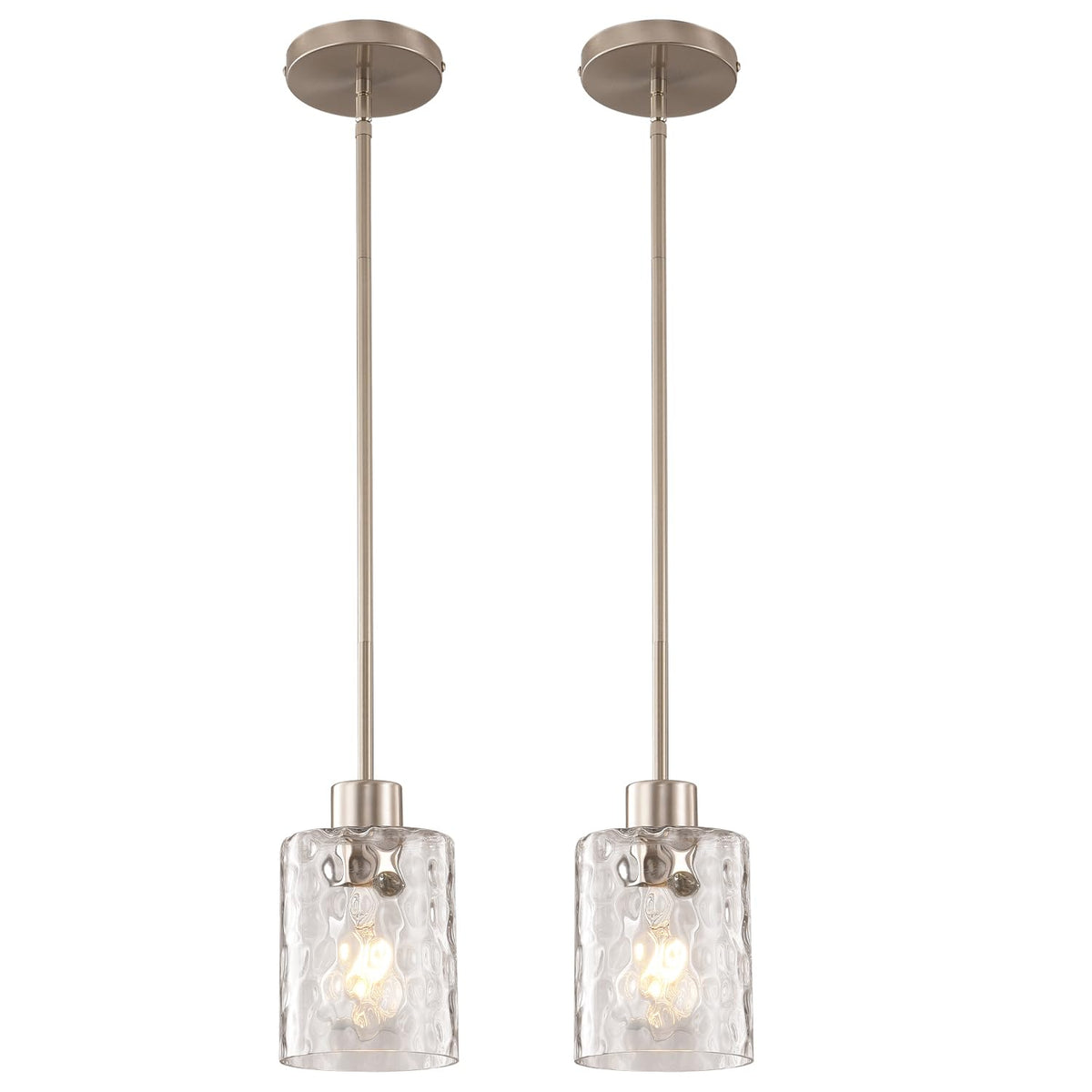 2 Pack Brushed Nickel Glass Pendant Light (2 pack brushed nickel water glass)