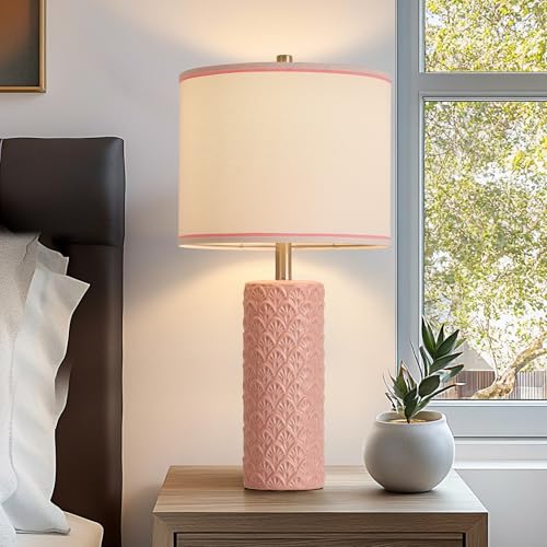 27" Farmhouse Table Lamp Set of 2 for Living Room Bedroom (Pink / 27")