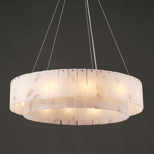 Alabaster Round Chandelier (2-Gold-31in / 31 in)