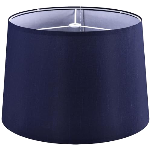 Large Blue Lamp Shade for Floor Lamps Set of 1 (14"×16"×10"-1 Pc / Blue Natural Faux Silk)