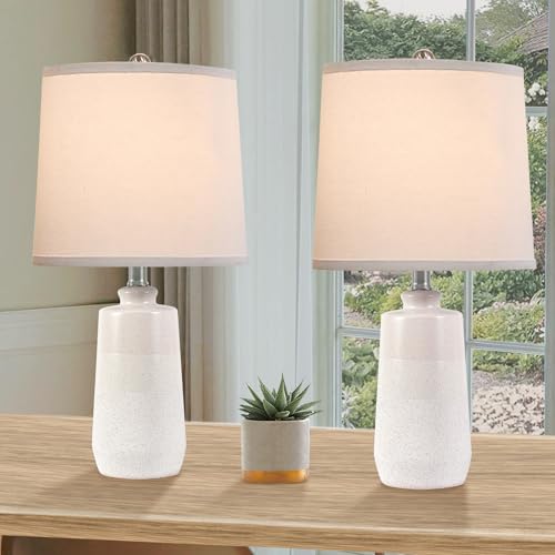 20.5" Ceramic Nightstand Lamps Set of 2 for Bedroom (WH-S)