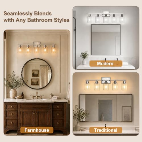 Modern Bathroom Light Fixtures Over Mirror (Brushed Nickel / 5 Light)