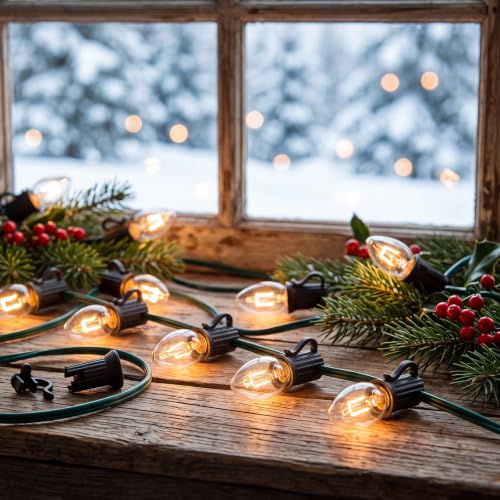 100 Pcs C7 E12 Replacement Sockets for Christmas Lights (Black)