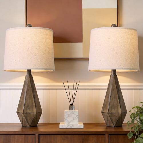 23.5'' Table Lamps Set of 2 for Bedroom (Medium - Wood Brown)