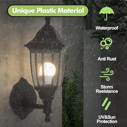 Dusk to Dawn Plastic Outdoor Wall Light Fixtures (Black - 2Pack / Dusk to Dawn-Plastic)