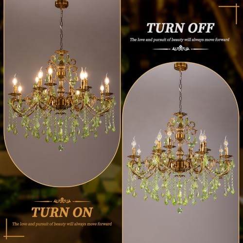 Green Crystal Chandelier (Green Crystal / 34.45")