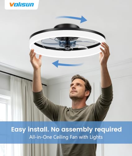 Low Profile Ceiling Fans with Lights and Remote (Black / 16 INCH)