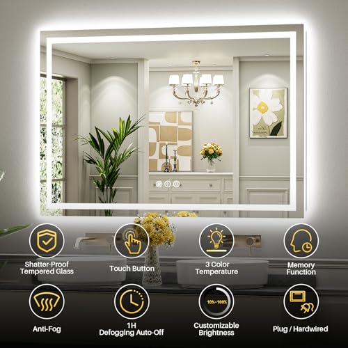 84x40 Inch LED Bathroom Mirror with Lights (Backlit+front Lit / 84"L x 40"W)