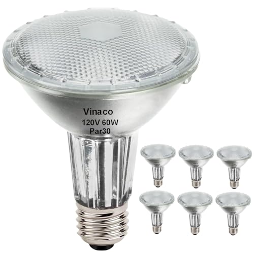 Halogen PAR30 Long Neck Flood Bulb Dimmable 60W 750LM 120V E26 6pcs (Par30-60W-6 Pack)