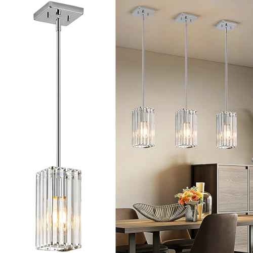 Modern Crystal Pendant Lights Kitchen Island (Chrome / 3Pack)