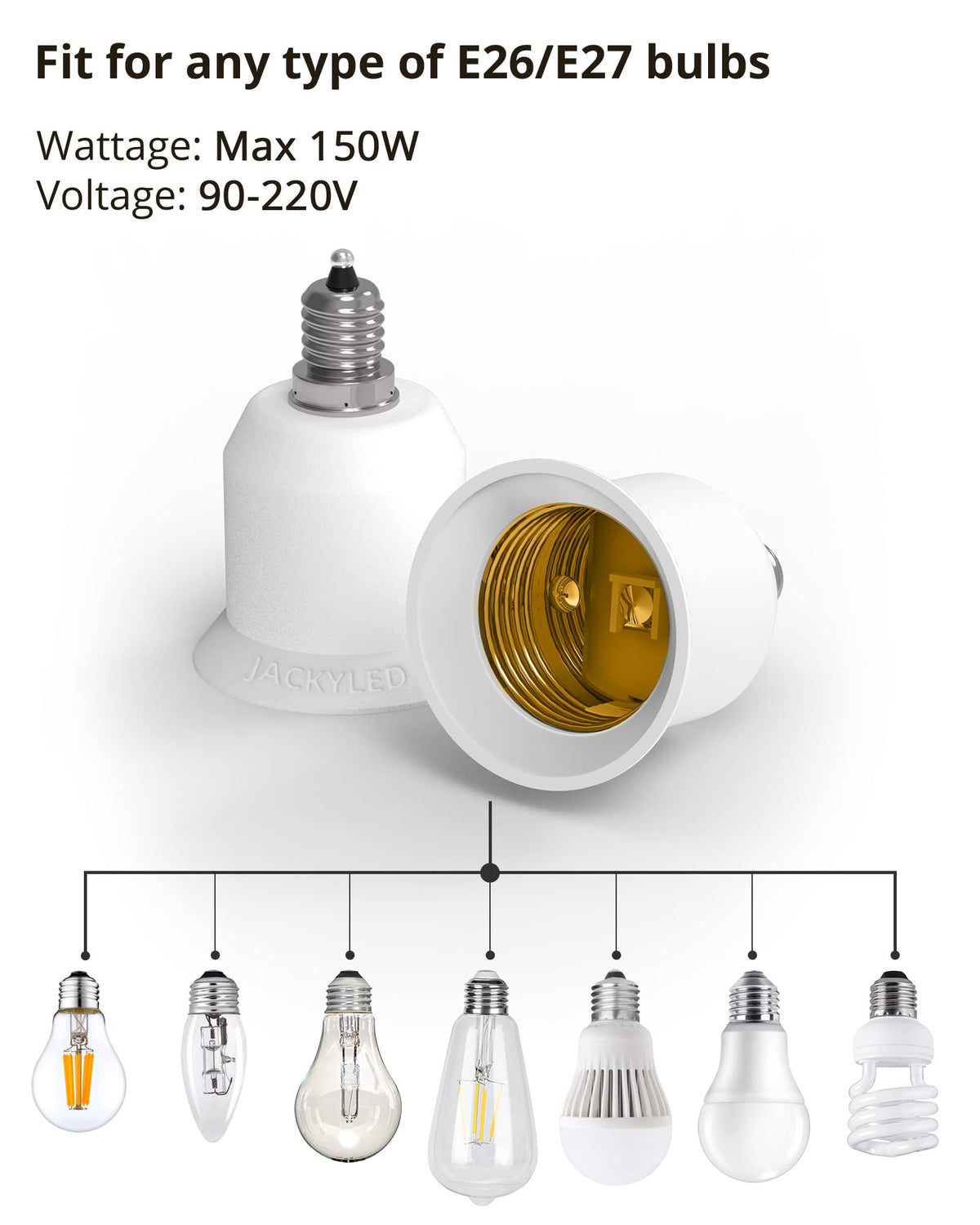 5 Pack E12 to E26 Adapter