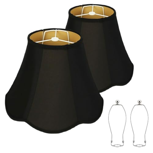 Black Scalloped Lamp Shades Set of 2 (Black)
