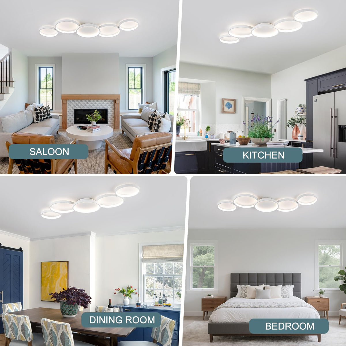 Modern LED Ceiling Light 60W White Hallway Light Fixtures 3000~6000K Aluminum Long Flush Mount LED Ceiling Lamp for Hallway (White,39.37Inch)