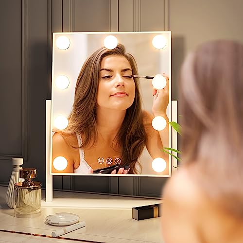 Vanity Mirror with Lights (White-9 Bulbs)