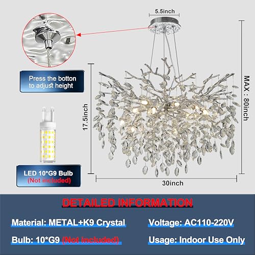 Modern Crystal Tree Branches Chandelier (Silver / Round 30")