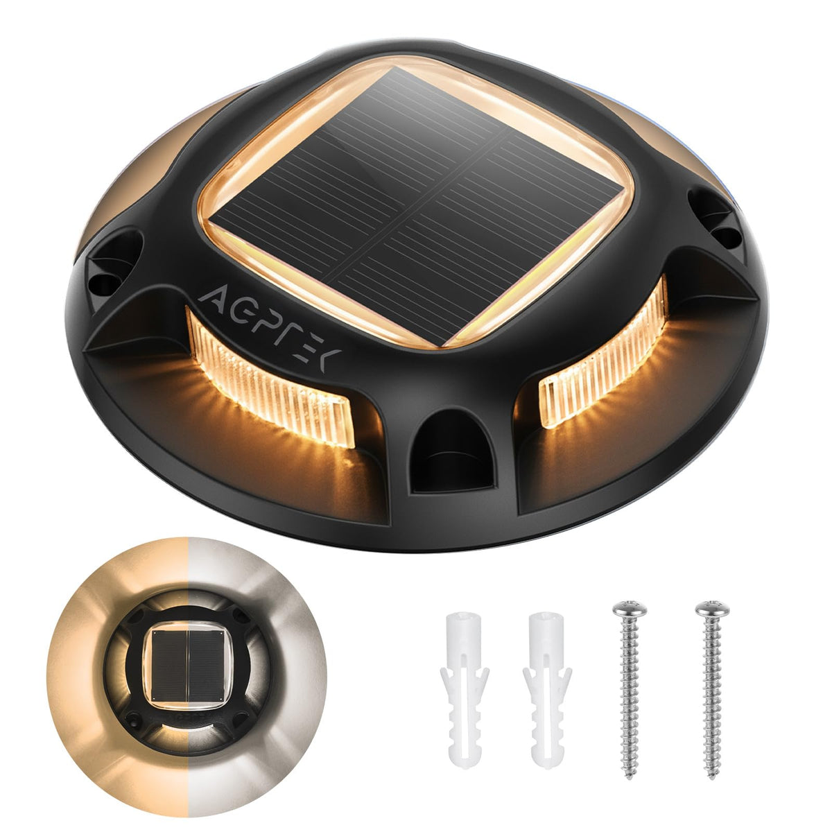 Solar Driveway Light Outdoor 1 Pack (Warm White & Cool White, Black / 1 Pack)