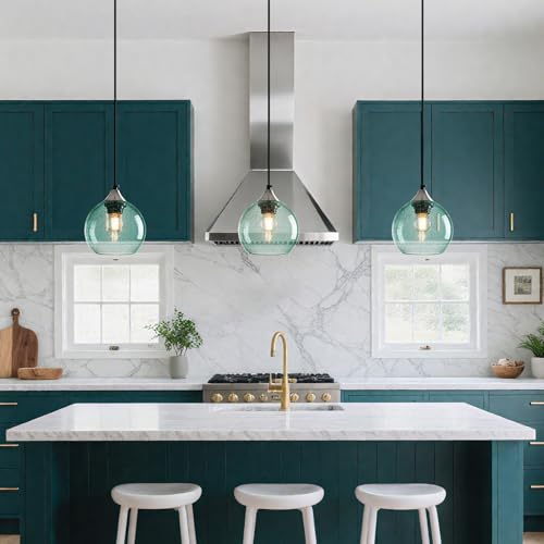 Light Green Seeded Glass Pendant Lights Kitchen Island 1 Pack (Light Green / S - 5.9 in)