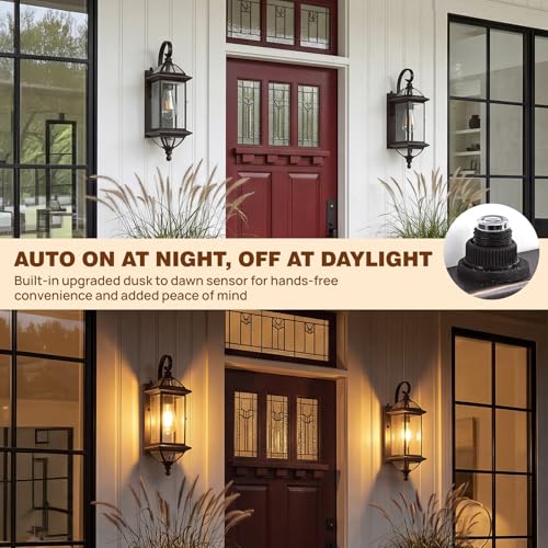 Solid Copper Dusk to Dawn Outdoor Wall Lighting (Bronze / 18.5''H)
