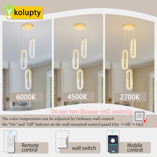 Modern Pendant Light for Kitchen Island Crystal Ring Chandelier Gold LED Pendant Lighting Fixture for Dining Room Kitchen Living Room Foyer Hallway Bedroom (Gold / 3 Rings (New))