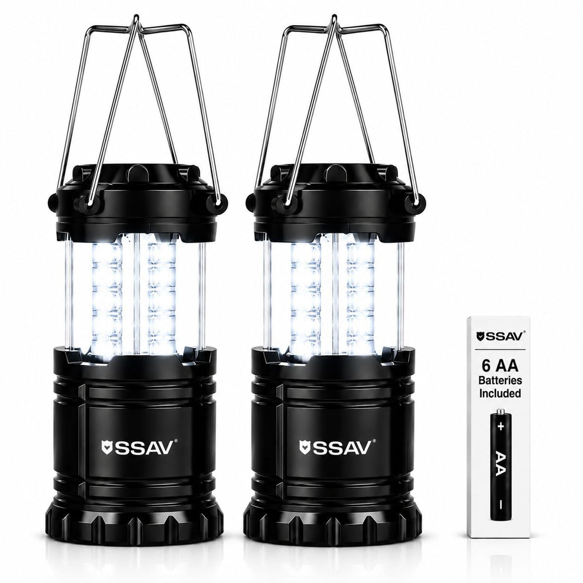 2 Pack Black LED Lanterns (2 Pack Black)