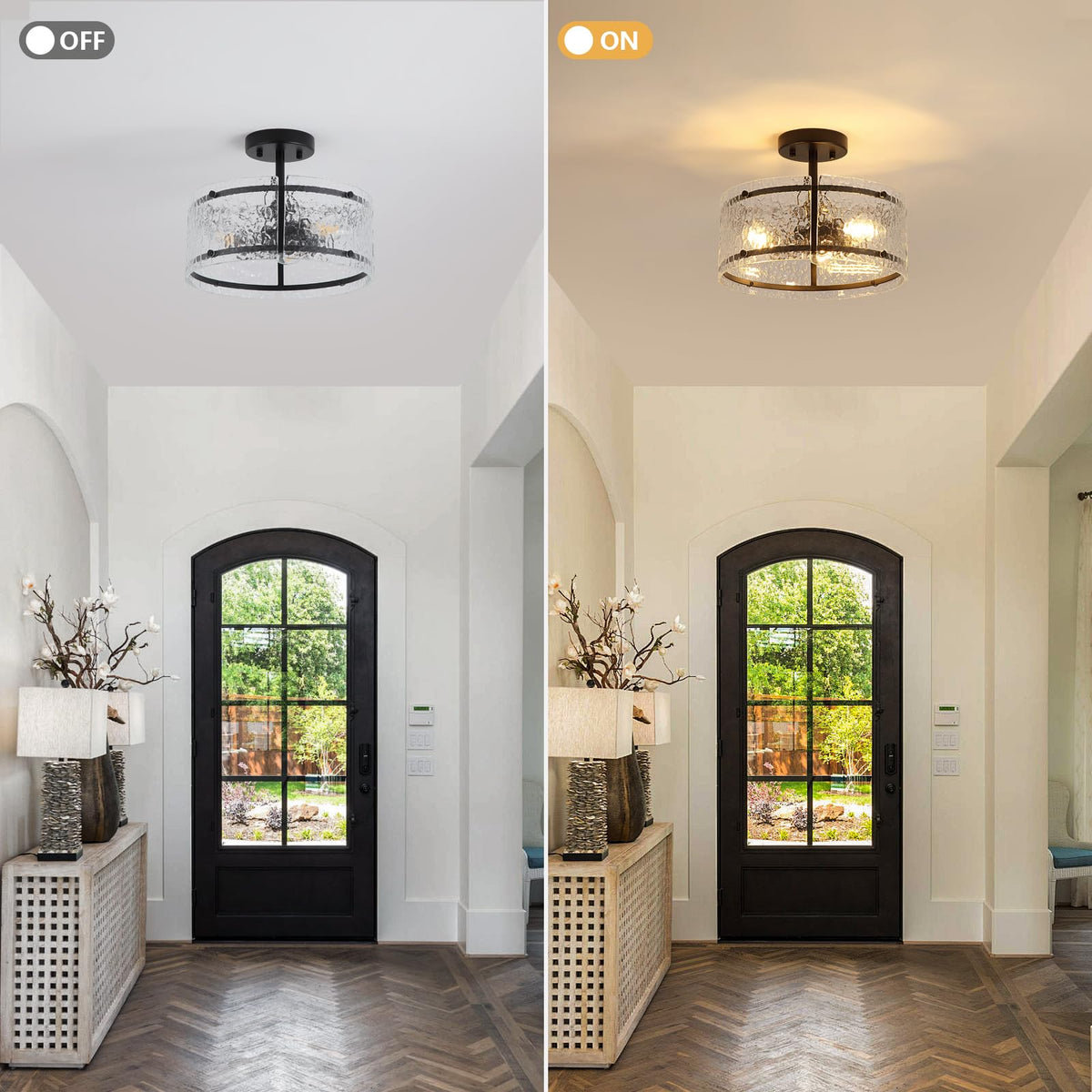 Black Semi Flush Mount Ceiling Light (Black)