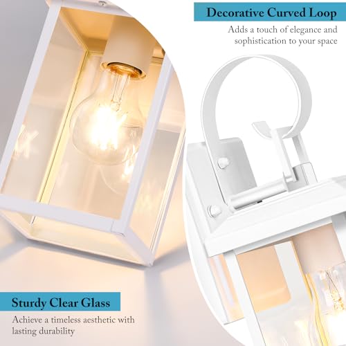 2 Pack Outdoor Wall Light Fixtures (White / 12.8")
