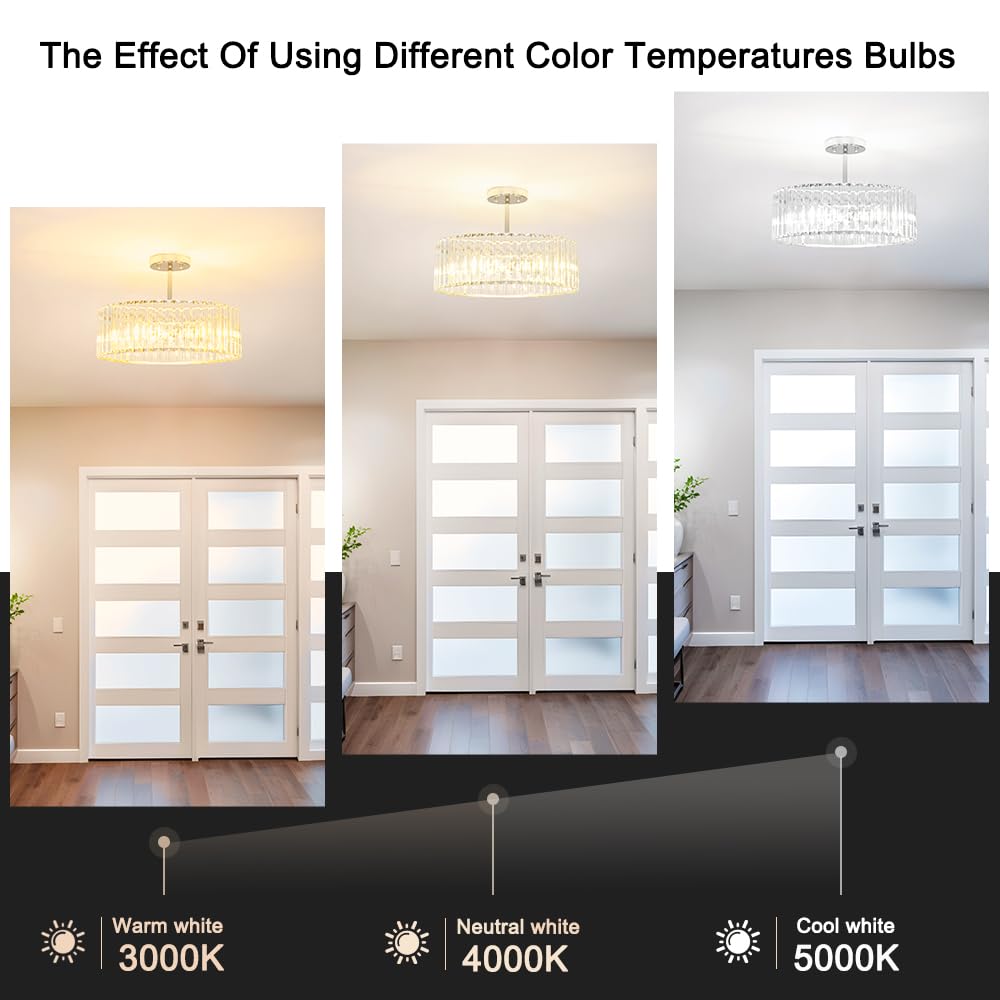 Modern Crystal Ceiling Light Fixture (16in - 5 light / Chrome)
